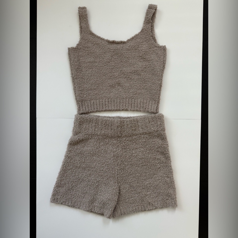 SKIMS Taupe V-Neck Sweater Set
